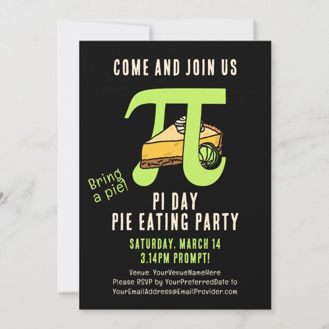 PI DAY Pie Eating Party Invitation (Front)