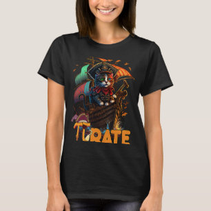 Pi Day Pirate Cat 3 14 Math Science Teacher Pi ra T-Shirt