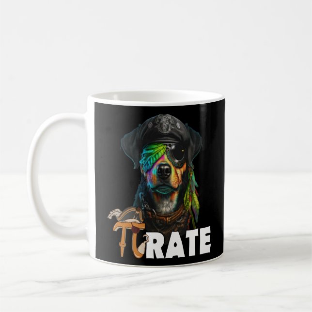 Pi Day Pirate Dog 3 14 Math Science Teacher Pi Rat Coffee Mug (Left)