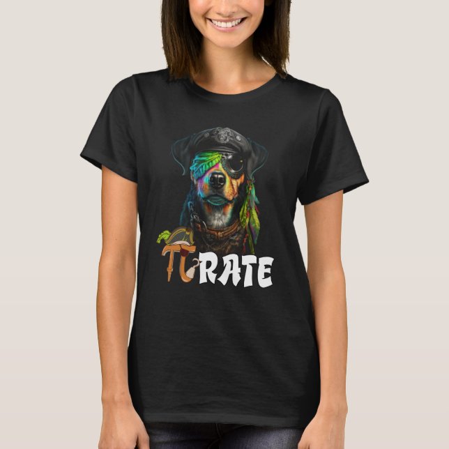 Pi Day Pirate Dog 3 14 Math Science Teacher Pi Rat T-Shirt (Front)