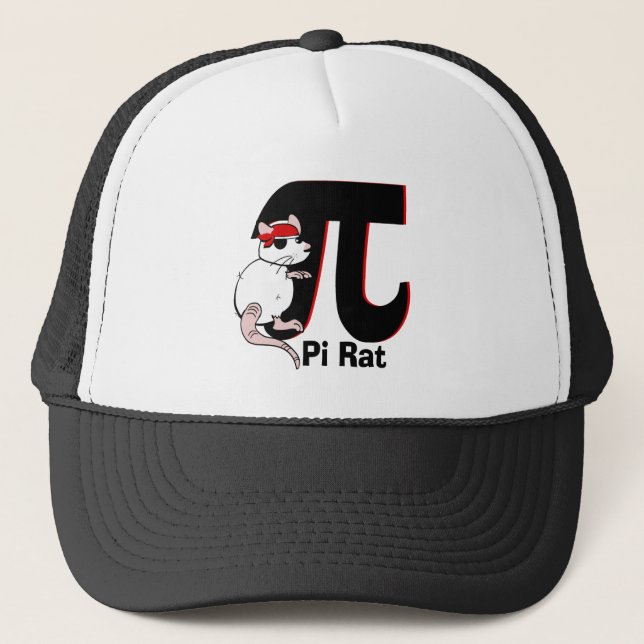 Pi Day Pirate Rat Trucker Hat (Front)