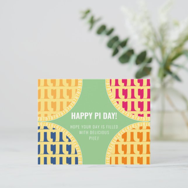 Pi Day Postcard "Happy Pi Day" Delicious Pi (Standing Front)