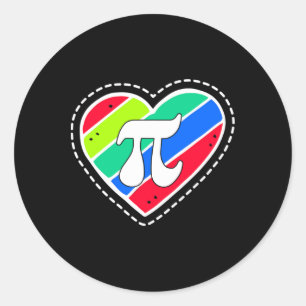 Pi Day Rainbow Hearts Math Teacher Gift  Classic Round Sticker