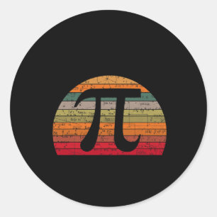 Pi Day Retro Vintage Math Geek Teacher Student Hap Classic Round Sticker