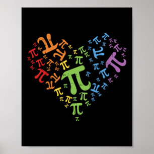Pi Day Shirt Rainbow Heart Math Lgbt Gay Lesbian P Poster