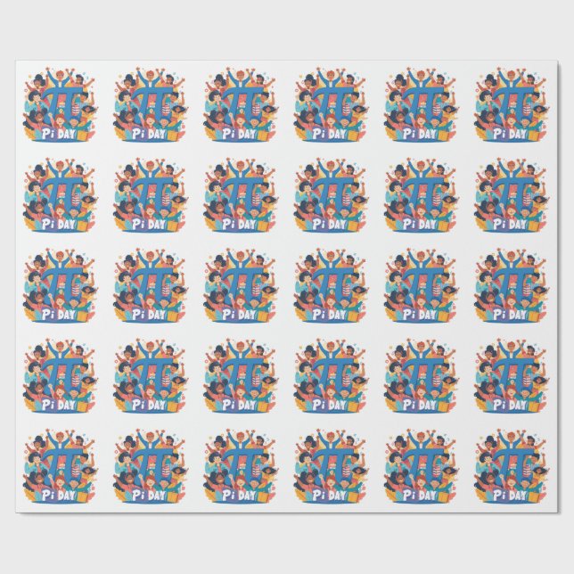 Pi Day Squad Celebration Design Wrapping Paper (Flat)