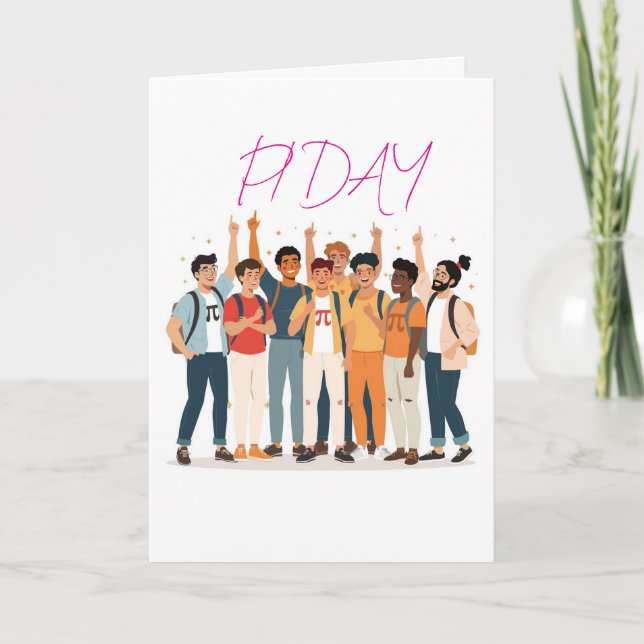 Pi Day Squad – Math Lovers Illustration Card (Front)