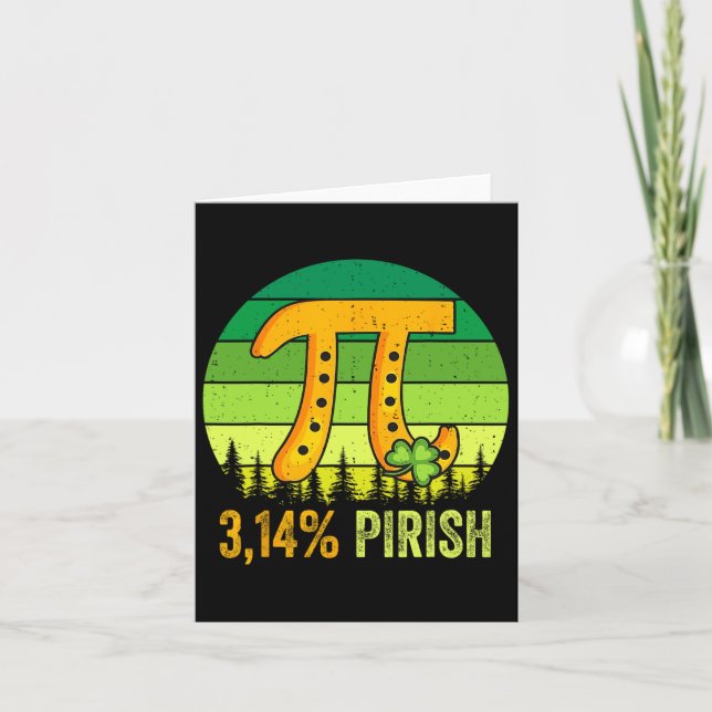 Pi Day St. Patrick's 3.14 Irish Retro Pirish Math  Card (Front)