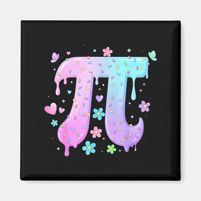Pi Day Symbol Ice Cream Drip Sprinkle Lover Math T Magnet (Front)
