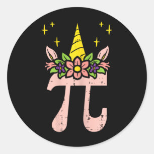 Pi Day Symbol Unicorn Head Cute 314 Math Pun Geek  Classic Round Sticker