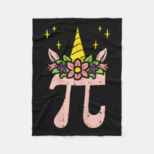 Pi Day Symbol Unicorn Head Cute 314 Math Pun Geek  Fleece Blanket