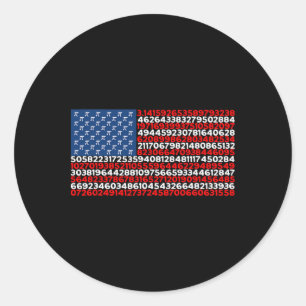 Pi Day Us Flag Patriotic Math Lover Pi Day Classic Round Sticker