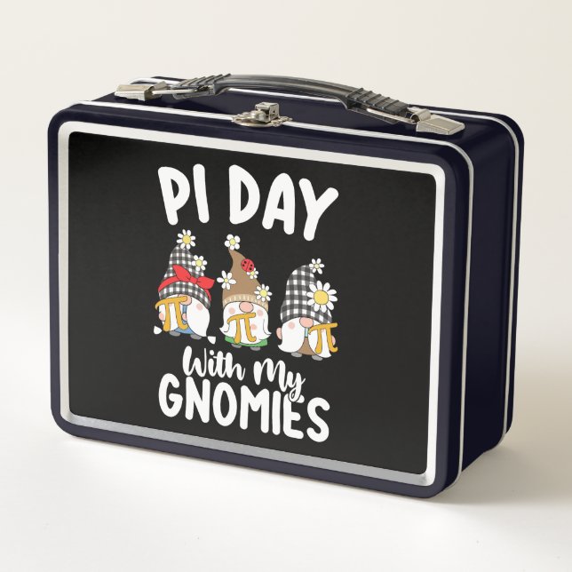 Pi Day With My Gnomies Funny Math Mathematics Metal Lunch Box (Front)