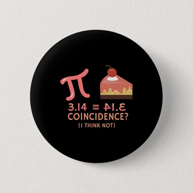 Pi Equals Pie For Pi Day 3.14 Math  6 Cm Round Badge (Front)