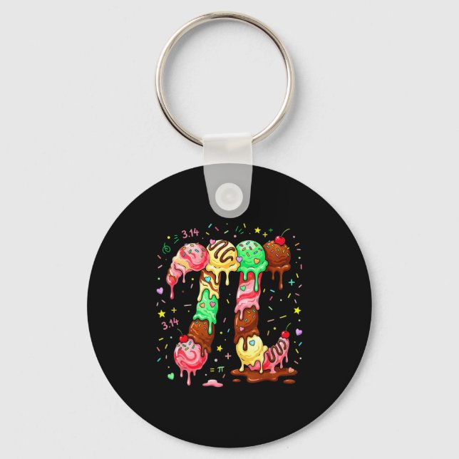 Pi Ice Cream Drip Math Pi Math Funny Pi Day Symbol Key Ring (Front)