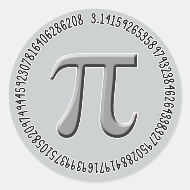 Pi in Silver Classic Round Sticker (Front)