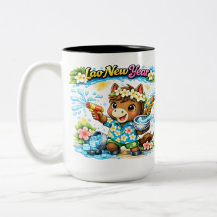 Pi Mai Lao Cute Horse Water Festival Shirt Two-Tone Coffee Mug