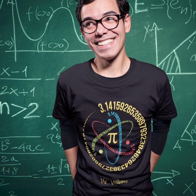 Pi Math Symbol and Atom with Name T-Shirt (Creator Uploaded)