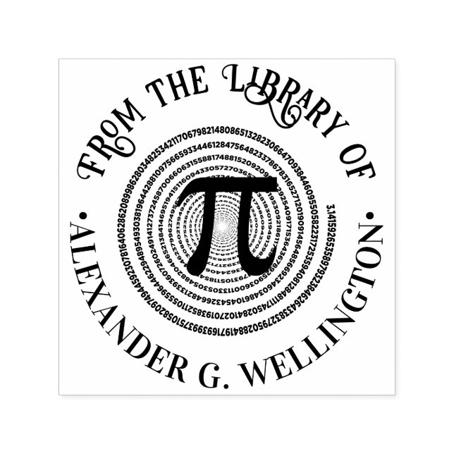Pi Math Symbol Spiral Greek Library Book Name Self-inking Stamp (Design)