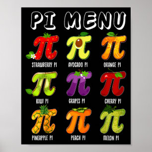 Pi Menu 3.14 Pi Symbol Funny Fruit Teacher Kid Mat Poster