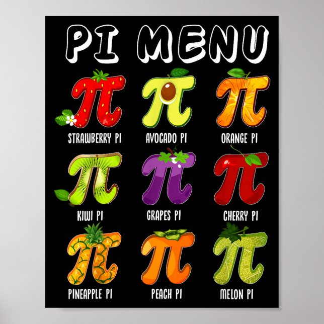 Pi Menu 3.14 Pi Symbol Funny Fruit Teacher Kid Mat Poster (Front)