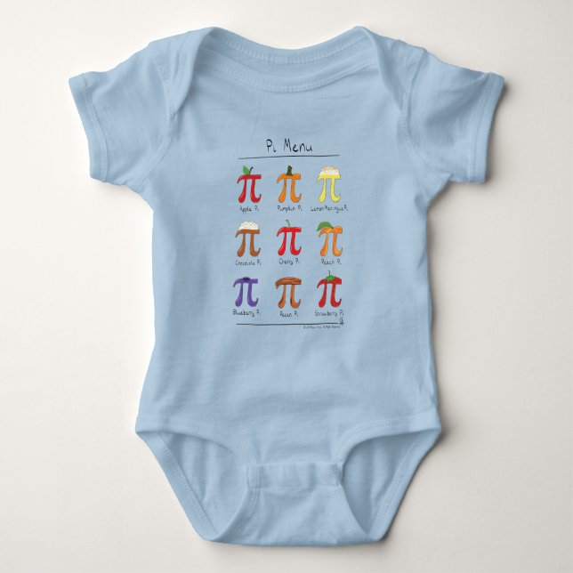 Pi Menu Cute Math Pi Day Kid's Baby Bodysuit (Front)