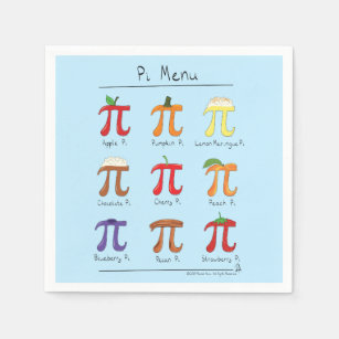 Pi Menu Cute Math Pi Day Party Napkins