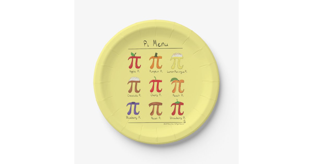 Pi Menu Cute Math Pi Day Party Paper Plates Zazzle