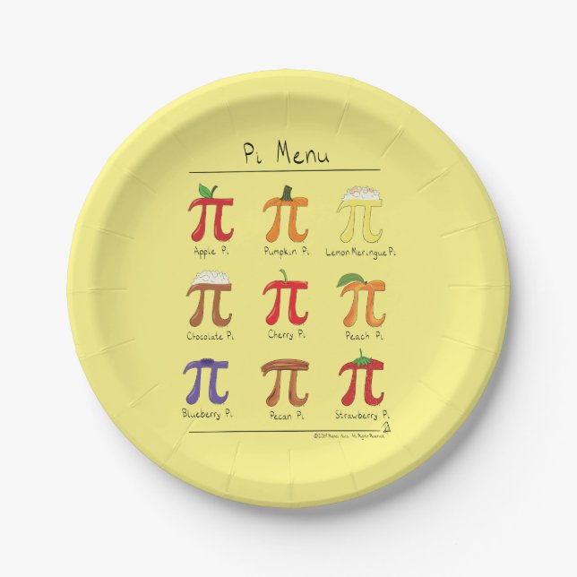 Pi Menu Cute Math Pi Day Party Paper Plates (Front)