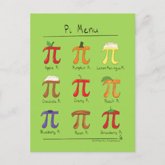 Pi Menu Cute Math Pi Day Postcard