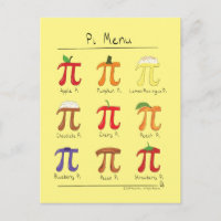 Pi Menu Cute Math Pi Day Postcard
