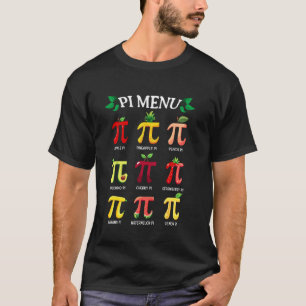 Pi Menu Pi Day 2025, 3.14 Math Teacher Pie Menu Ma T-Shirt