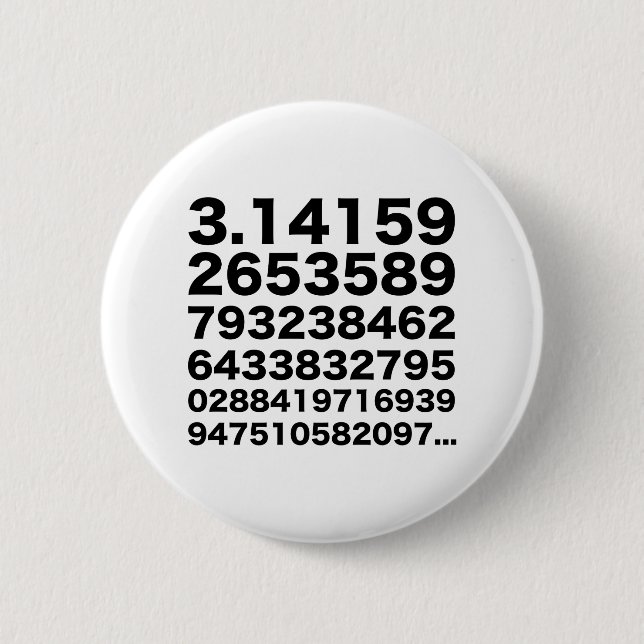 Pi number 6 cm round badge (Front)