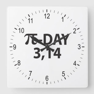 Pi number as pi day square wall clock