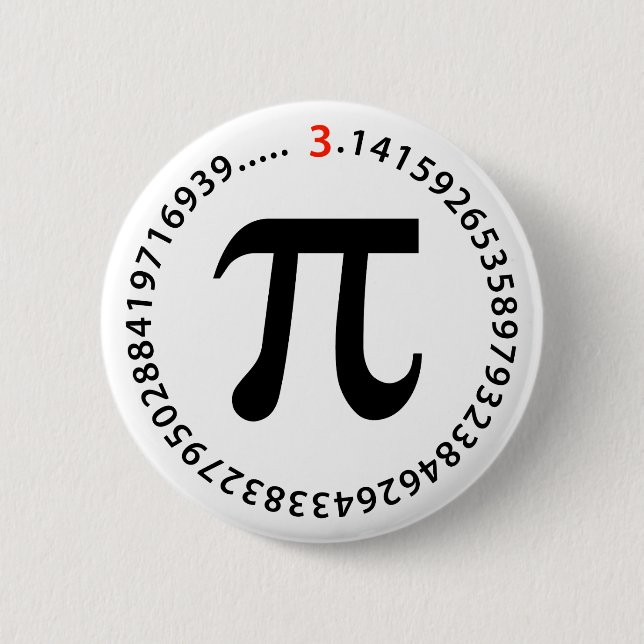 Pi Number Design 6 Cm Round Badge (Front)