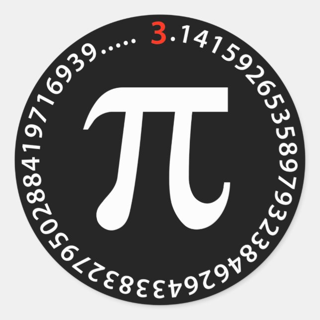 Pi Number Design Classic Round Sticker (Front)