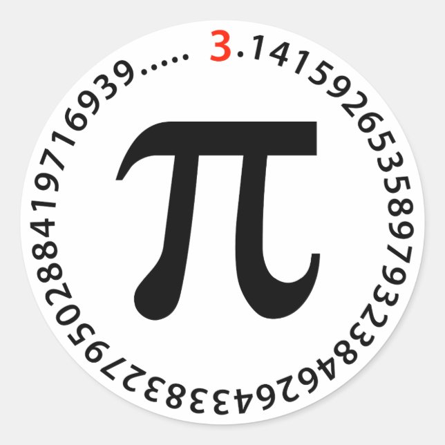 Pi Number Design Classic Round Sticker (Front)