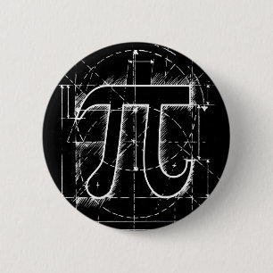 Pi Number Drawing 6 Cm Round Badge