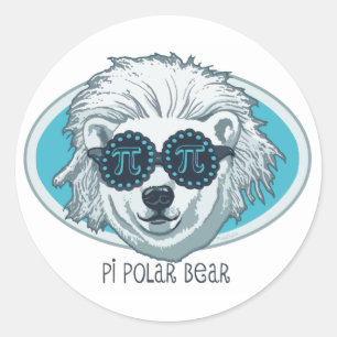 Pi Polar Bear Classic Round Sticker