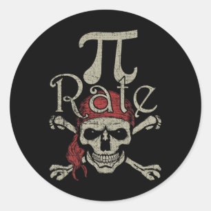Pi Rate March 14 Pirate 3.14 Distressed Pi-rate Classic Round Sticker