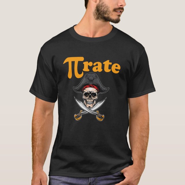 Pi Rate Pirate Skulls Bones Skeleton Mathematics T-Shirt (Front)