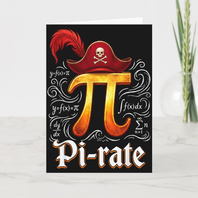 Pi Rate Science Student Math Teacher Funny Pi Day  Card (Front)