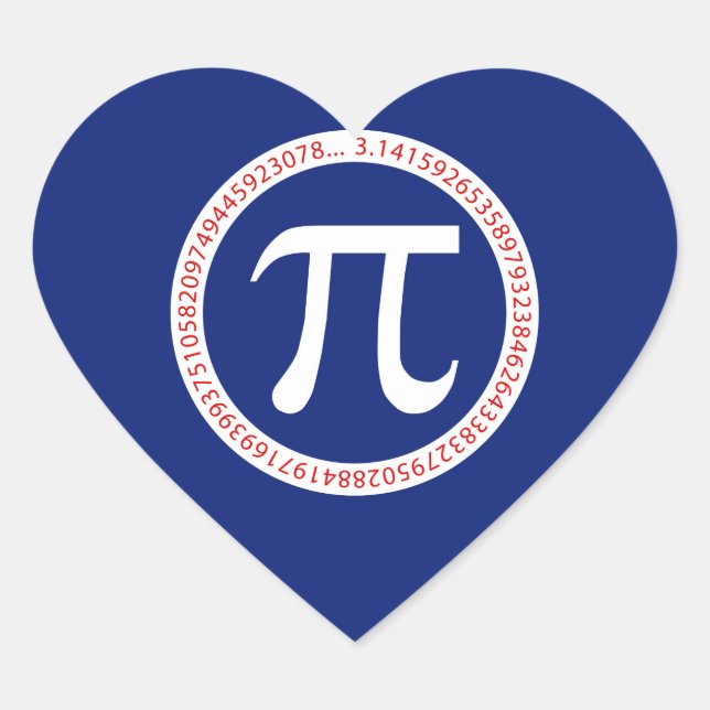 Pi Ring on Navy Blue Heart Sticker (Front)
