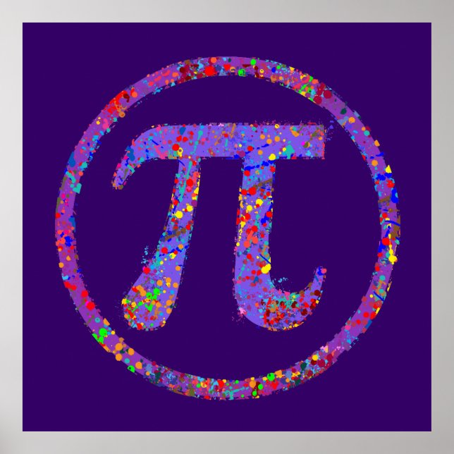 Pi Symbol Action Painting Splatter Poster (Front)