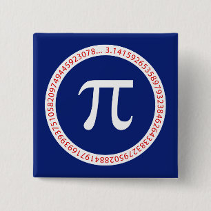 Pi Symbol in Circle on Navy Blue 15 Cm Square Badge