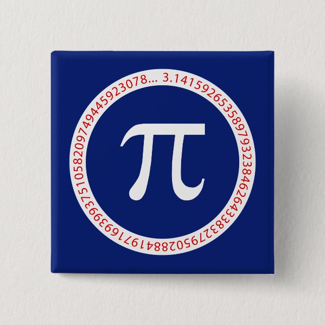 Pi Symbol in Circle on Navy Blue 15 Cm Square Badge (Front)