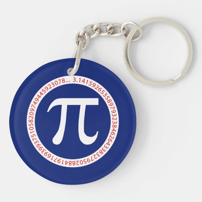 Pi Symbol in Circle on Navy Blue Key Ring (Back)