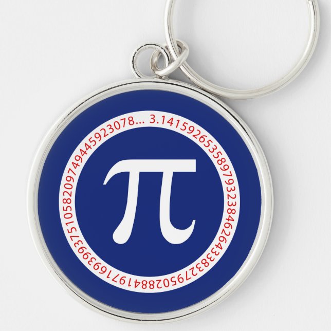 Pi Symbol in Circle on Navy Blue Key Ring (Front)