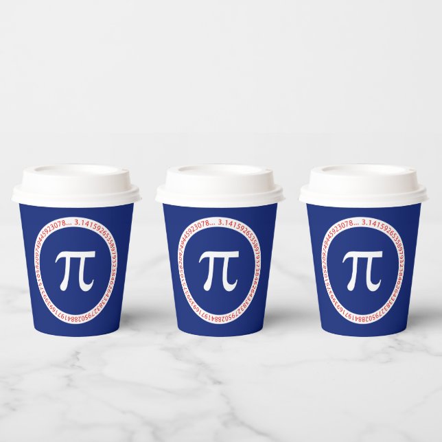 Pi Symbol in Circle on Navy Blue Paper Cups (Multi)