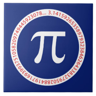 Pi Symbol in Circle on Navy Blue Tile